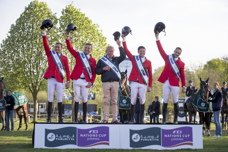 Moneta Luca Maria, (ITA), Neptune Brecourt, De Luca Lorenzo, (ITA), Erco van t Roosakker, Da Rios Daniele Augusto, (ITA), For Passion, Bucci Piergiorgio, (ITA), Casallo Z Winner Nations Cup Furusiyya FEI Nations Cup of Belgium Longines Spring Classic of Flanders - Lummen 2015 © Hippo Foto - Dirk Caremans