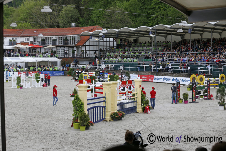 The arena with the hotel in the back ground. 