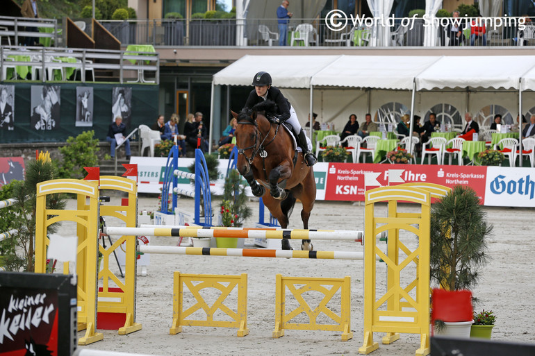 Janne-Friederike Meyer with the 7 year old Indi, breed by Heli de Baere. 