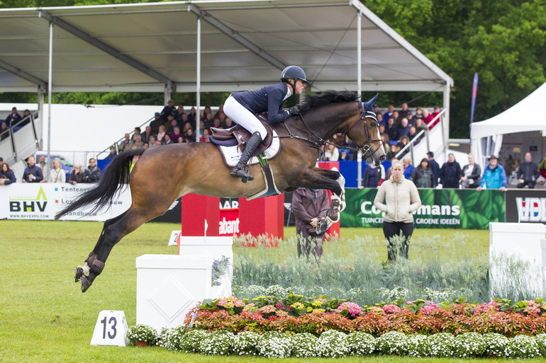 Joy Lammers won the derby at CSI3* Eindhoven on Zomerfee van de Broekkant. Photo (c) CSI Eindhoven.