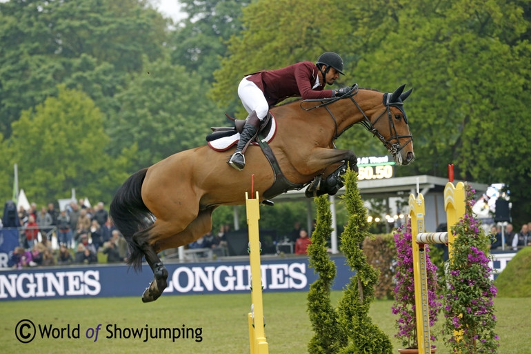 It looked like the saddle would fall over to the left when Sheikh Ali Bin Khalid Al Thani and the amazing First Division jumped this fence, but when they landed all seemed good again. 