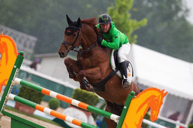 Gerfried Puck was the best of the home riders, and was placed fourth in Friday's big class. Photo © Tomas Holcbecher