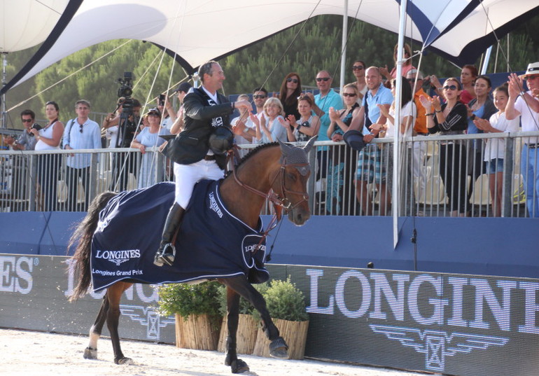 Last year's Grand Prix winner Patrice Delaveau returns to St. Tropez this weekend for the 2015 edition of the Athina Onasiss Horse Show. Photo (c) World of Showjumping.
