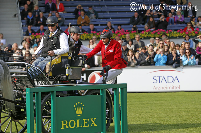 Denis Nielsen jumping on the carriage from Jozsef Dobrovitz. 