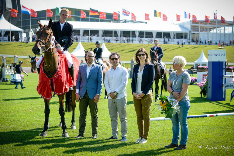 Frank Schuttert won Thursday's Prize of Domus & Walter Knoll on Arc de Triomphe in St. Gallen. Photo (c) Katja Stuppia/CSIO St. Gallen.