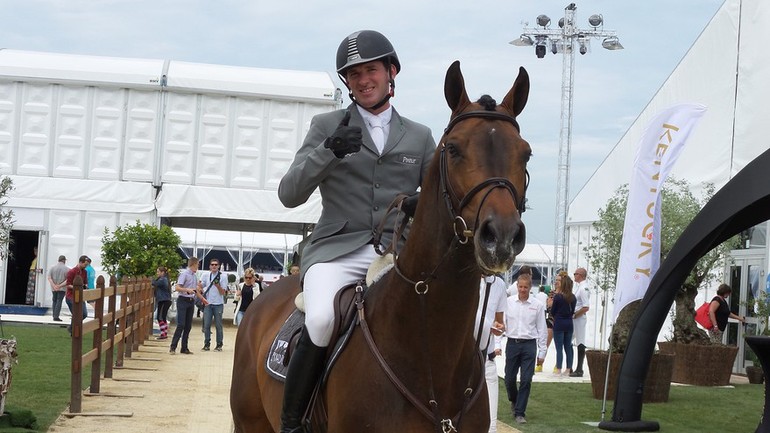 Philipp Weishaupt was very happy after Monte Bellini's comeback in Knokke today. Photo (c) World of Showjumping.