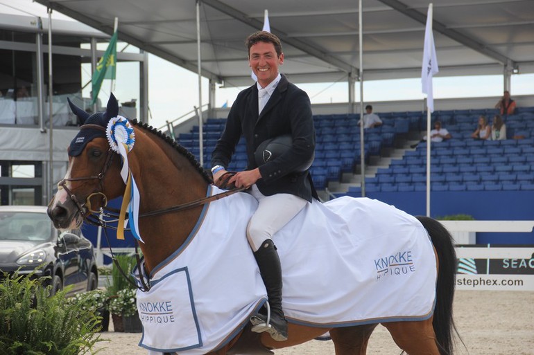 Lorenzo de Luca was one big smile after his win at Knokke Hippique on Friday. Photo (c) World of Showjumping.
