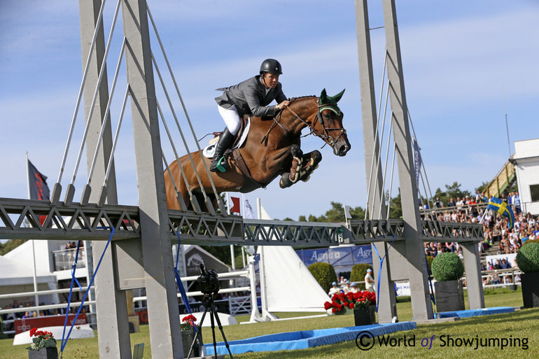 Cian O'Connor with Quidam's Cherie over the 'Öresunds bridge'. Photo (c) Jenny Abrahamsson.