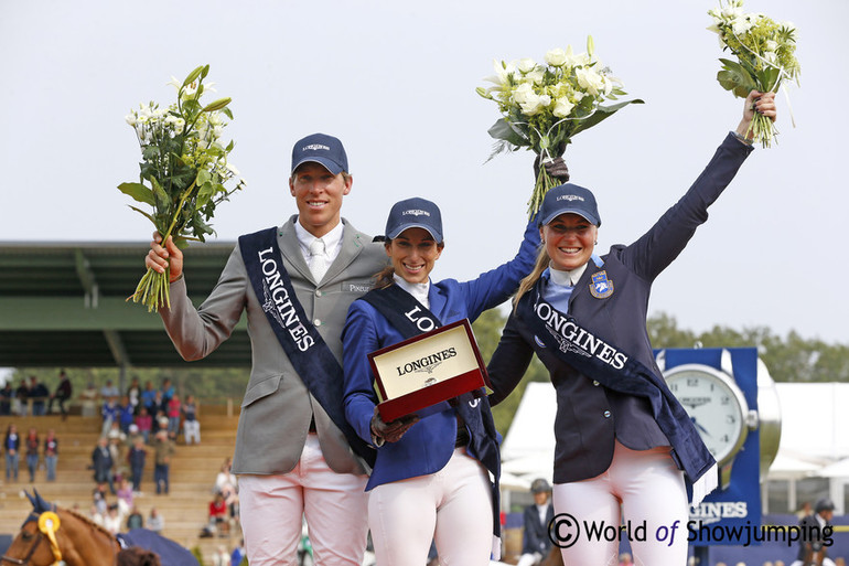 The top three in the Longines Falsterbo Grand Prix! Photo (c) Jenny Abrahamsson.