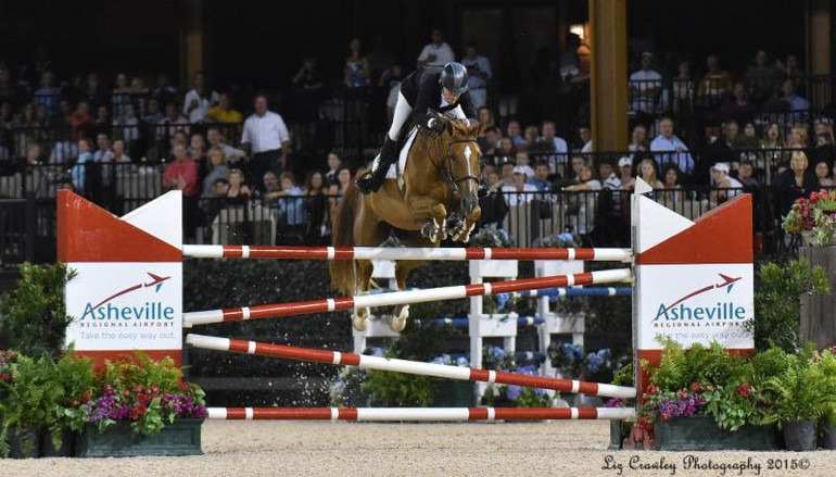 Schuyler Riley and Dobra De Porceyo won the Asheville Regional Airport Grand Prix at Tryon. Photo (c) ©LizCrawleyPhotography.