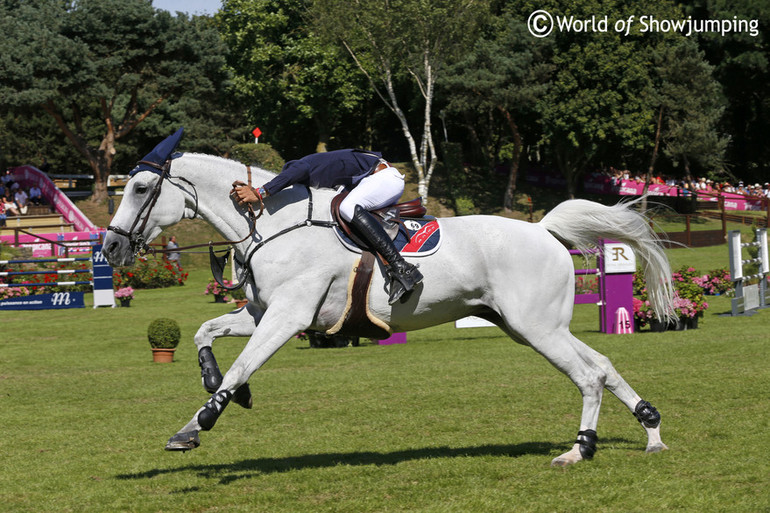 Bertram Allen crossing the finish line with Molly Malone V. Photo (c) Jenny Abrahamsson.