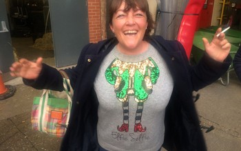 Julie in her Christmas outfit!