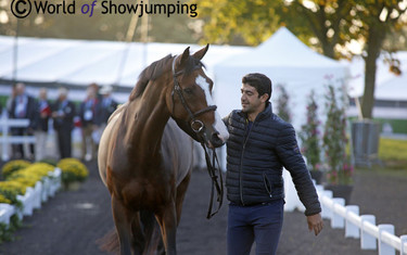 Karim Elzoghby and Amelia had a cosy moment during the trot-up.