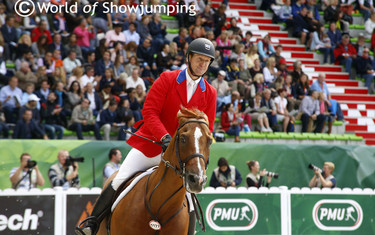 Medium happy. McLain Ward and Rotchild had a very fast time, but the back pole at fence twelve fell.