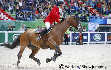 Italy's Luca Moneta takes a tight turn on Neptune Brecourt.