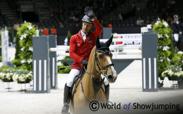 A happy Pius Schwizer won the first leg on Quidam du Vivier.