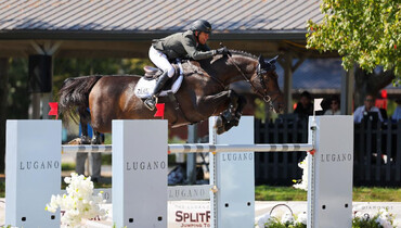 Chris Pratt takes the victory with Ideaal ES in the CSI3* $100,000 Lugano Diamonds 1.50m Grand Prix at Kentucky Horse Park