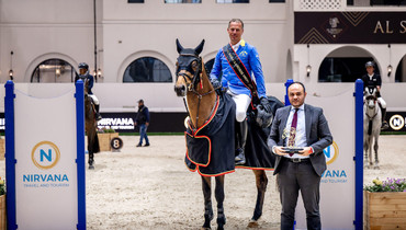 Top honours for Christian Ahlmann in the CSI3* Nirvana Travel & Tourism 1.45m speed class at Abu Dhabi Equestrian Club
