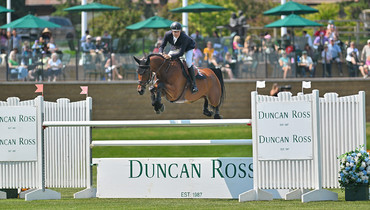 Canada's Mario Deslauriers wins the CSI5* 1.60m $500K Duncan Ross Grand Prix, presented by Rolex, at Spruce Meadows