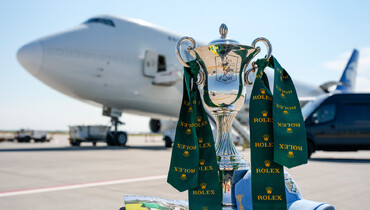 First of two Boeing 747s carrying 51 horses arrives in Calgary for the 50th Anniversary Spruce Meadows 'Masters'