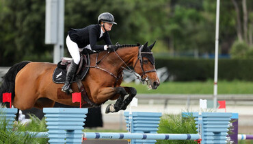 Erynn Ballard and Her Game Ball BG best in $35,000 CSI5*-W 1.45m Speed Challenge at Santa Anita
