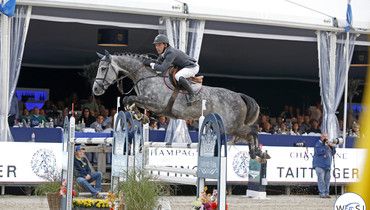 Think Twice 111 Z and Thierry Goffinet go for it to gain the gold at the World Breeding Jumping Championships for 7-year-old horses