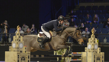 Michael  Whitaker with Sunday's biggest win at Liverpool International Horse Show