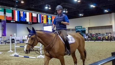 Jumpers warm-up for Longines FEI World Cup Final in Omaha