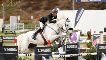 Richard Spooner and Quirado race to the finish of the $36,500 Del Mar 1.45m class
