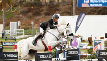 Richard Spooner and Quirado race to the finish of the $36,500 Del Mar 1.45m class