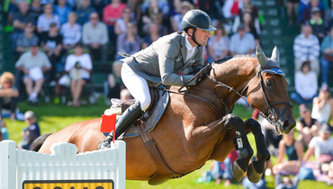 The Canadian and German flag to the top at the Spruce Meadows Masters