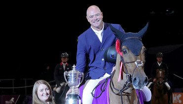 Francois Mathy Jr takes the Grandstand Welcome Stakes at HOYS