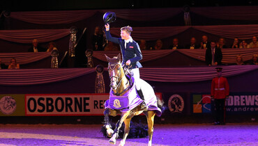 Harry Charles takes his claim on the NAEC Stoneleigh Stakes at HOYS