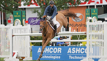 Rainy weather doesn't slow down Patricio Pasquel at day two  of the Spruce Meadows 'North American' CSI5* presented by Rolex