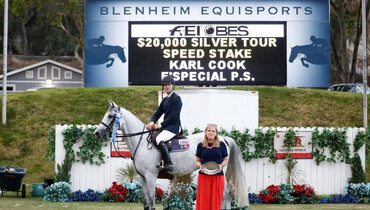 Karl Cook wins the Silver Tour Speed Stake at Del Mar Horse Park