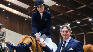 Jessica Springsteen and Volage du Val Henry on top in Samorin