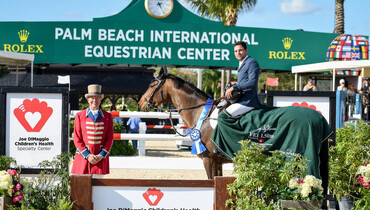 Daniel Bluman races to first in the Joe DiMaggio Children's Health Specialty Center 1.50m qualifier