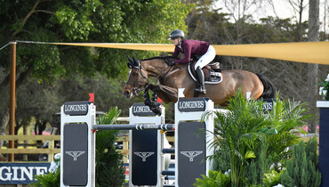 Emily Moffitt and Tipsy du Terral can't be caught in Suncast Welcome Stake at Palm Beach Masters