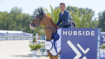 World no.one Steve Guerdat and Victorio des Frotards win the CSI5* Grand Prix at Hubside Jumping