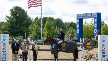 Kent Farrington and Gazelle hoist the trophy again in $213,300 American Gold Cup Grand Prix CSI4*, presented by CaptiveOne Advisors