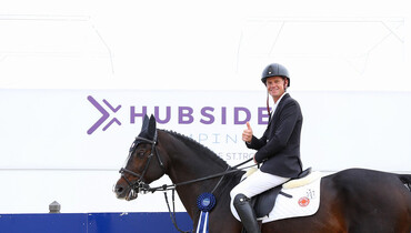 Jerome Guery with a win in Friday's feature class at Hubside Jumping