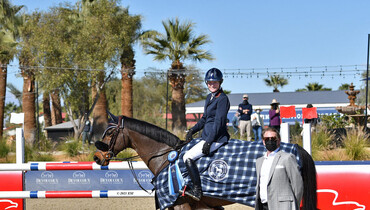 A picturesque win for Count Me In and Beth Underhill in the FEI $36,600 1.45m at Desert International Horse Park