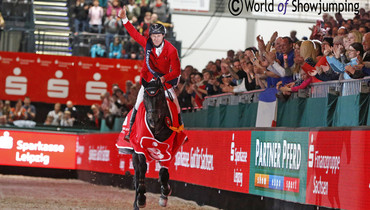 Hans-Dieter Dreher is the hero of the day in the Longines FEI World Cup in Leipzig