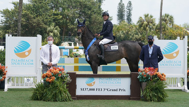 Easy like Sunday morning for Santiago Lambre, winning the $137,000 Palm Beach County Sports Commission Grand Prix CSI3* on Easy Girl