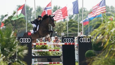 Margie Goldstein-Engle wins Friday's CSI3* 1.45m Grand Prix qualifier at Knokke Hippique