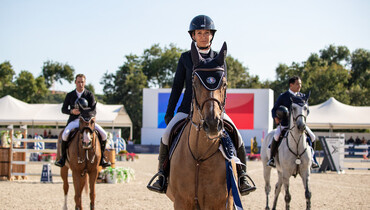 Marie Pellegrin on top at Hubside Jumping