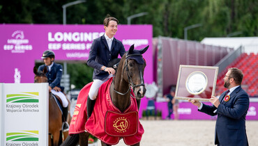 Edouard Schmitz and Quno win Thursday’s 1.50m class in Warsaw