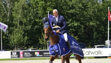Dominique Hendrickx with a home win in the Ashford Farm Prize at CSI4* Sentower Park