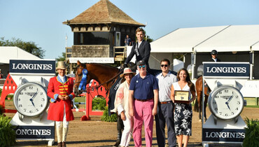 Alex Matz wins the $73,000 Longines Cup at the 45th Hampton Classic Horse Show