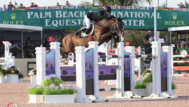 Shane Sweetnam and Cyklon 1083 win $34,000 Spy Coast Farm 1.45m Speed at the 2015 WEF